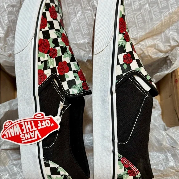Vans Custom Classic Slip-on Checkerboard Roses - Picture 3 of 8